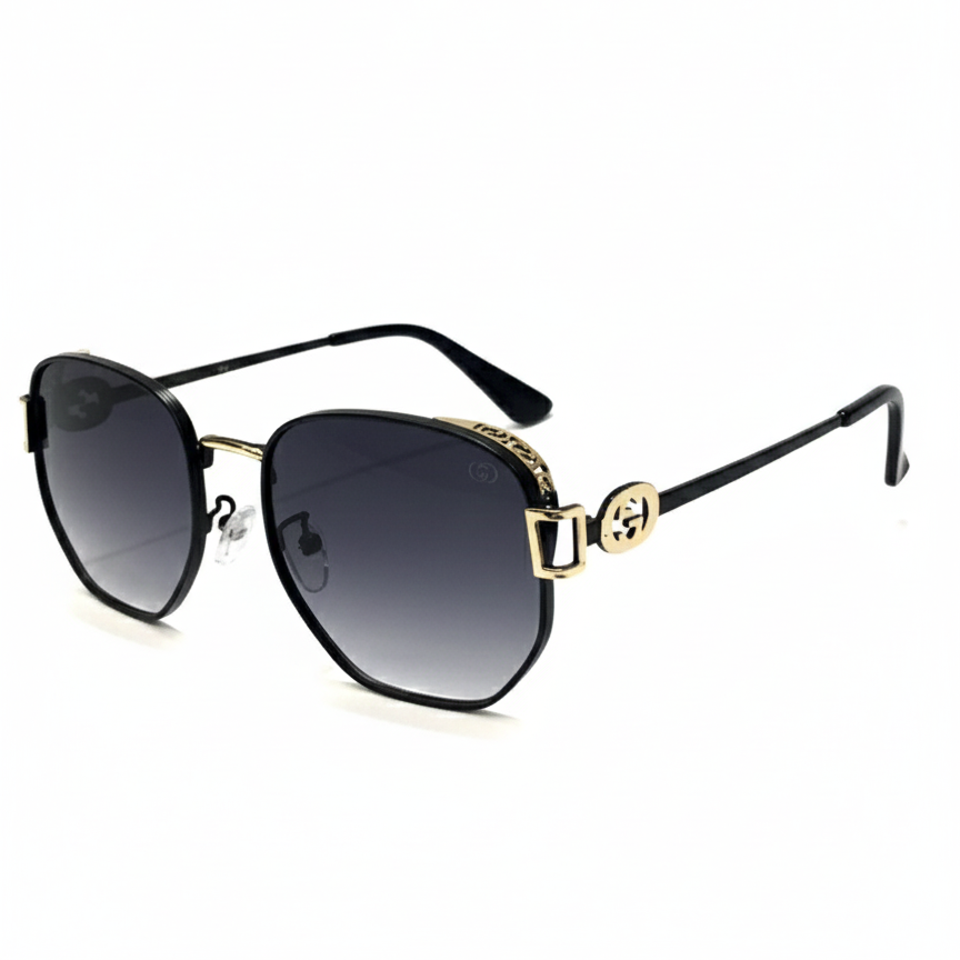 Gucci Hexagon Metal Dark Grey Tint Sunglasses