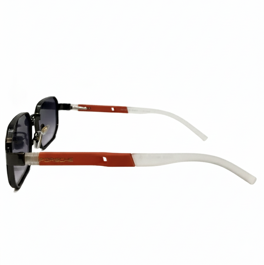 Porsche Hexagonal Black Metal Sunglasses