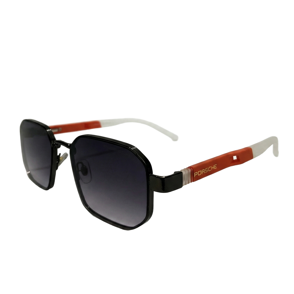 Porsche Hexagonal Black Metal Sunglasses