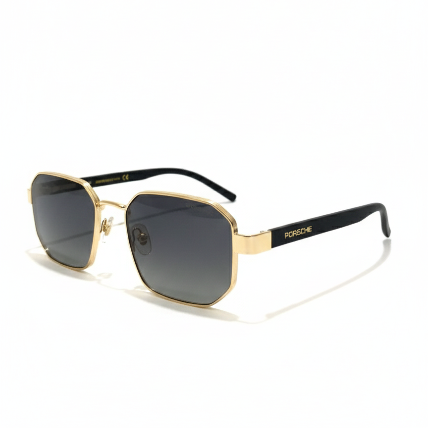 Porsche Hexagonal Gold Metal Sunglasses