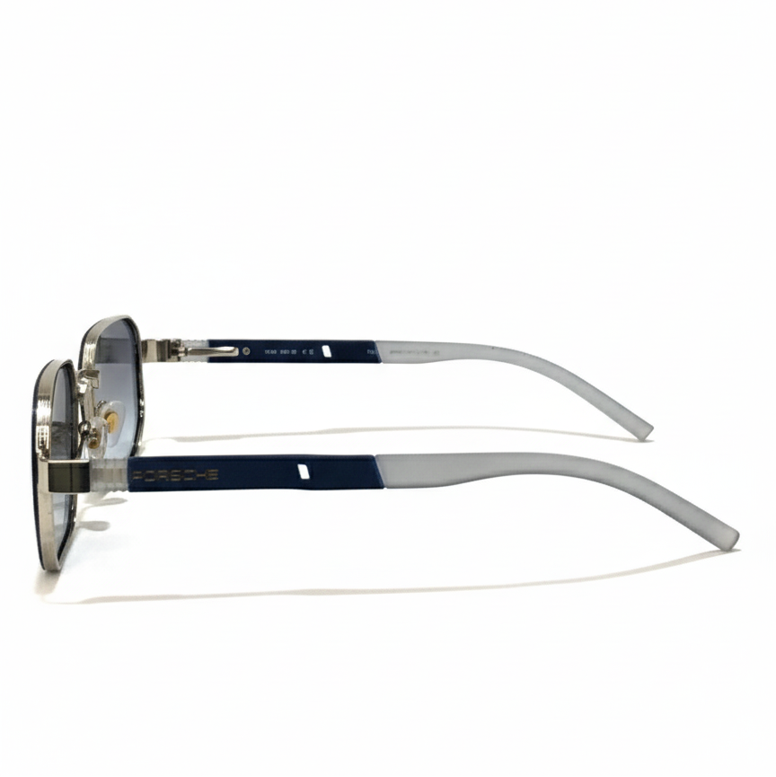 Porsche Hexagonal Silver Metal Sunglasses