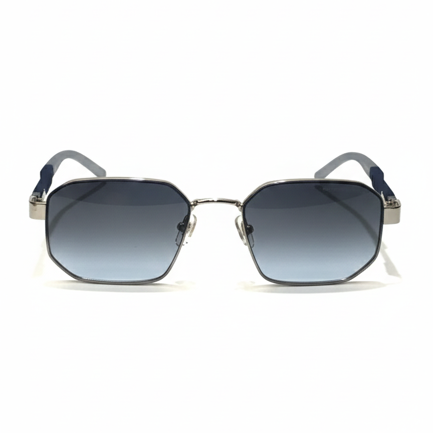 Porsche Hexagonal Silver Metal Sunglasses