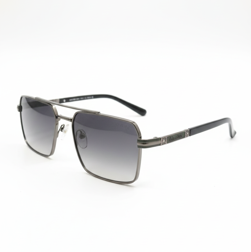 Cartier Black Metal Double Bridge Sunglasses