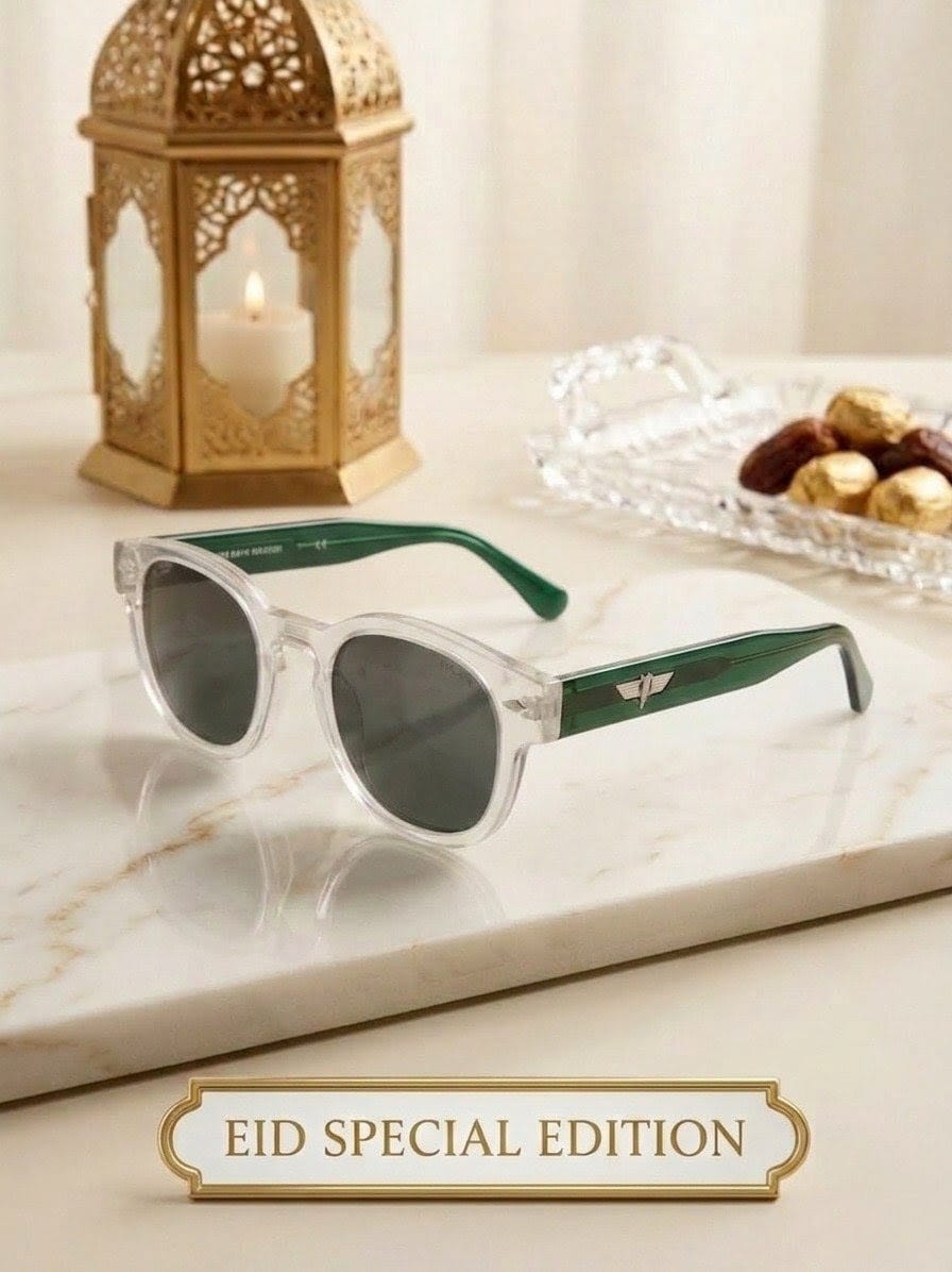 Police Square Aviator Green Temple Sunglasses