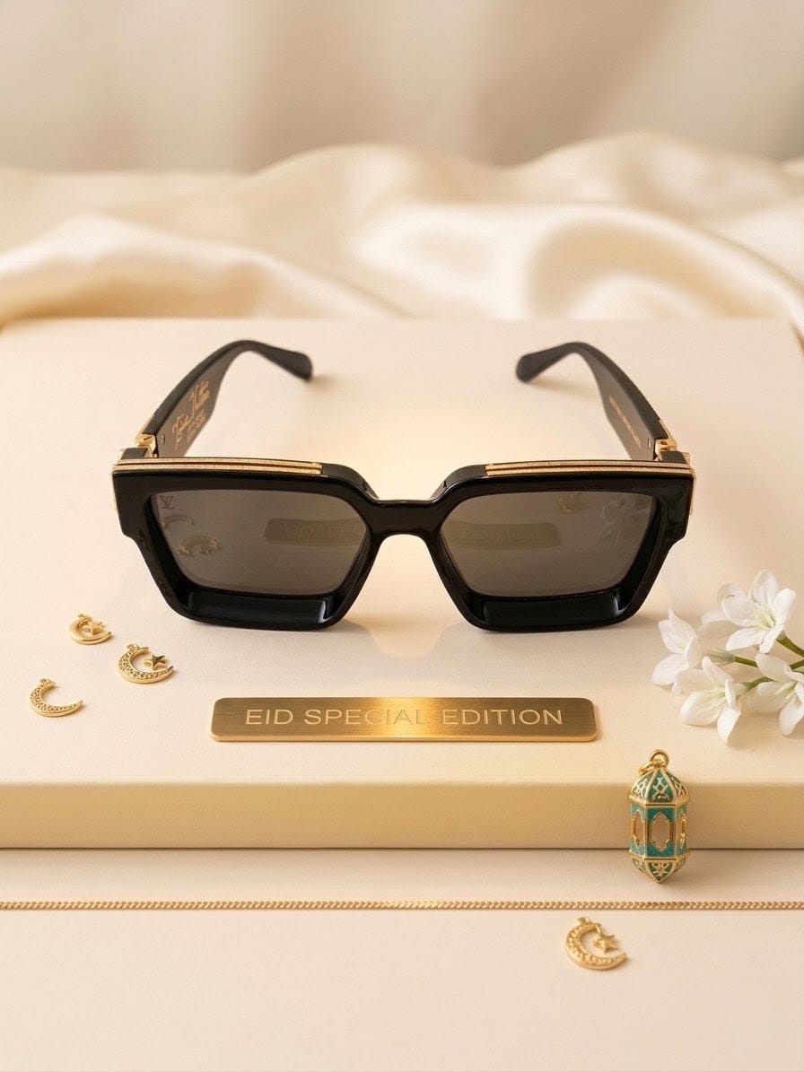 LV Black Acetate Gold Accent Sunglasses