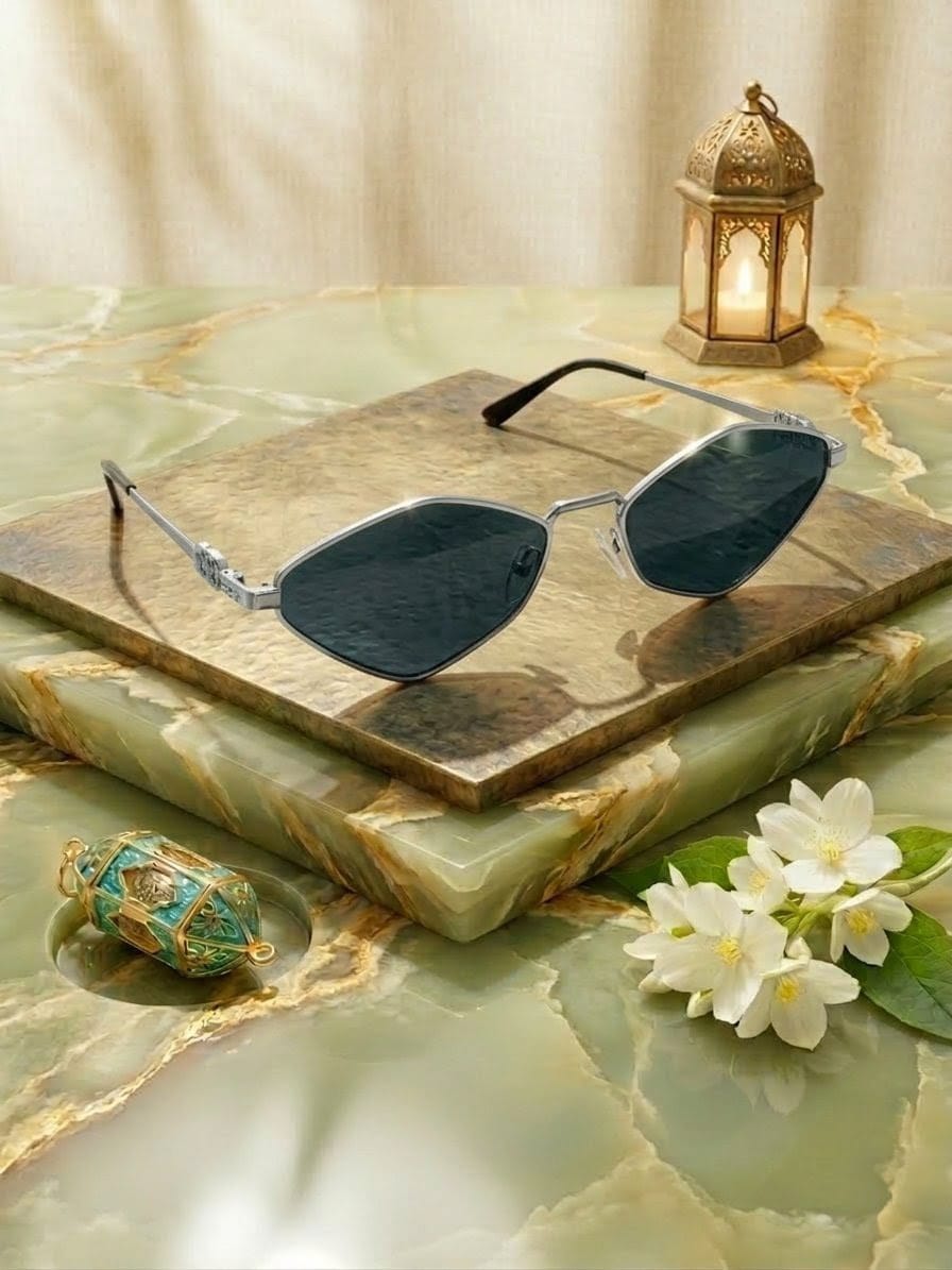 Miu Miu Hexagonal Silver Toned Metal Sunglasses
