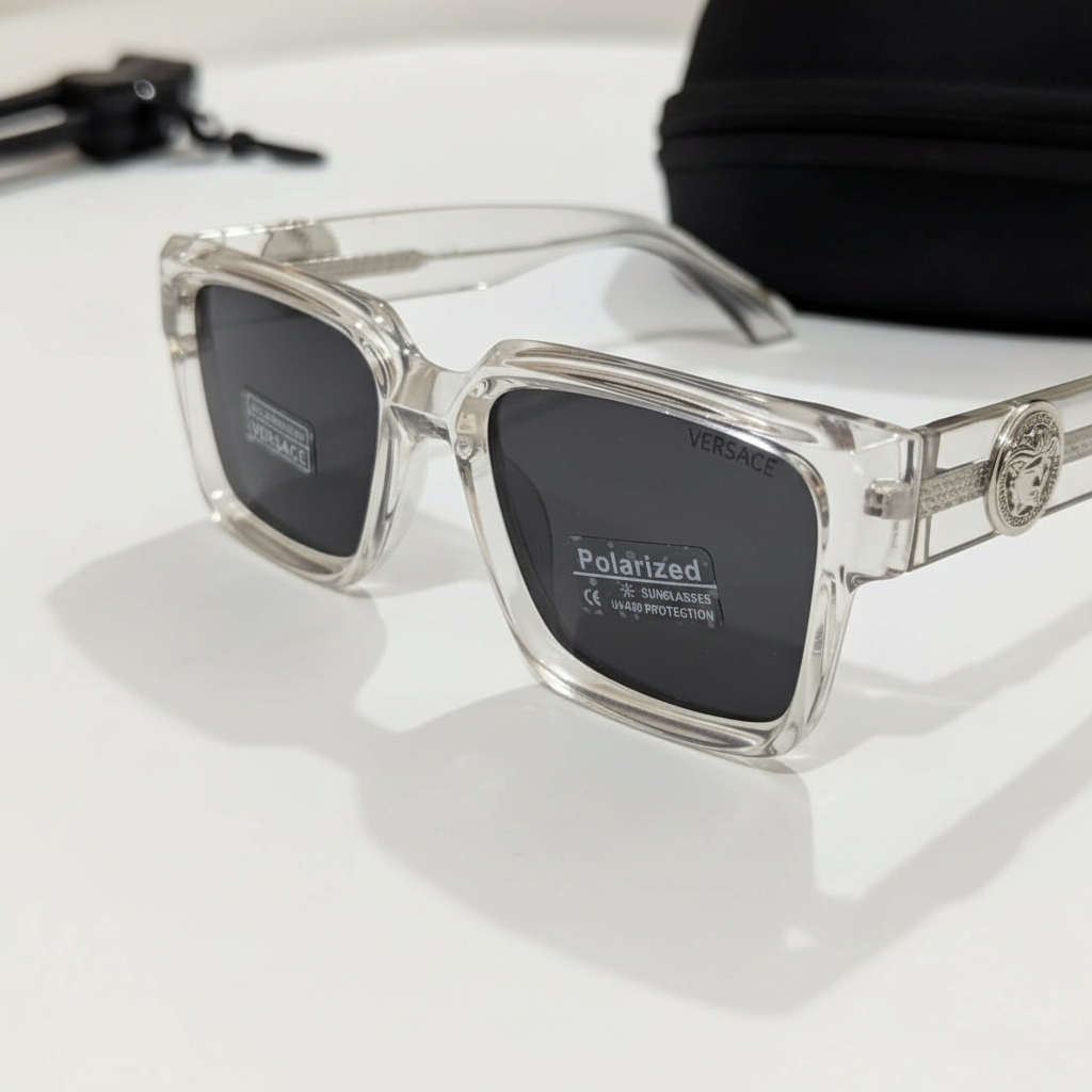 Versace Crystal Acetate Square Sunglasses
